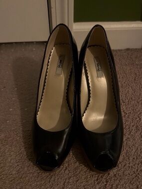 Metro Black Patent Peep-Toe Heels for Women